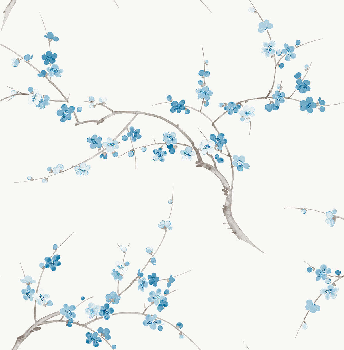 1200x1221 NextWall Cherry Blossom Floral Peel & Stick Wallpaper, Pacific Blue White