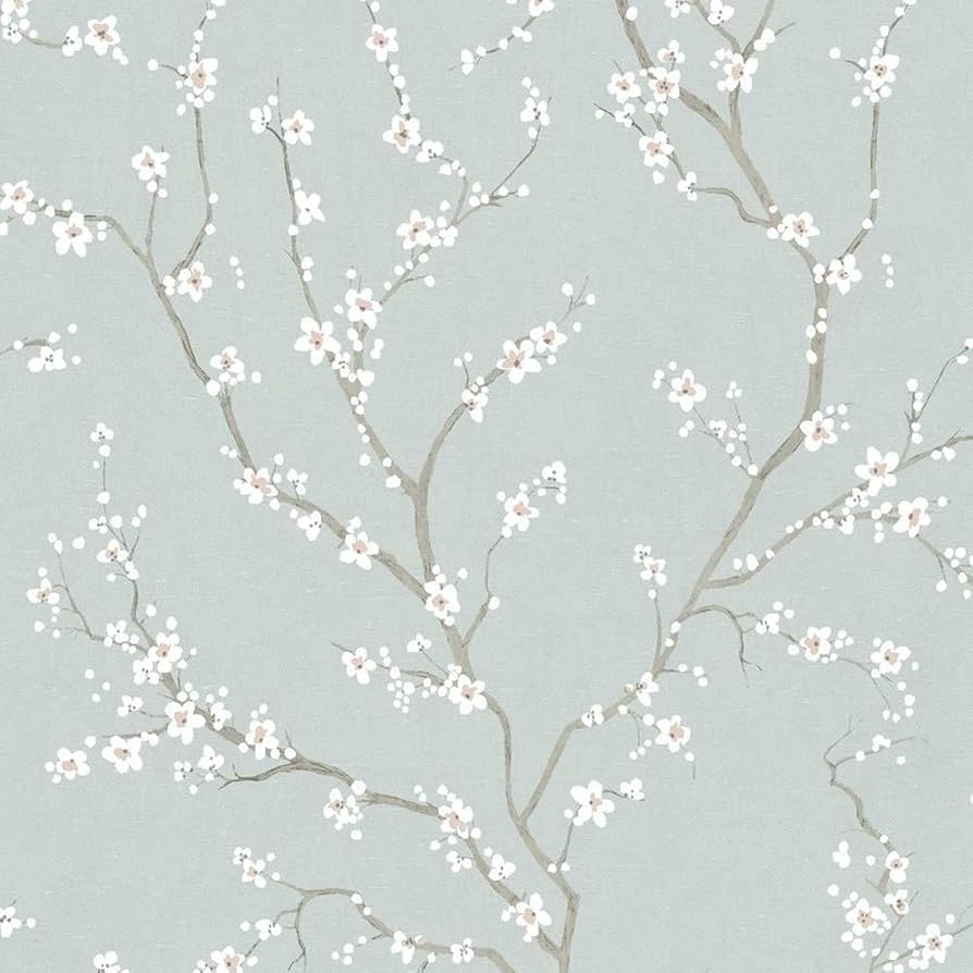 894x894 RoomMates RMK11272WP Blue Cherry Blossom Peel and Stick Wallpaper