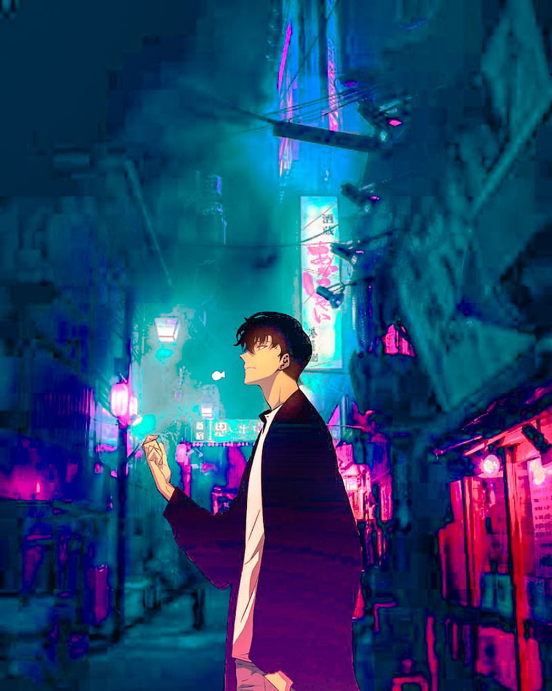 800x1001 Sung Jin Woo, anime, manga, manwha, neon, neon city, solo leveling, sung jin woo, HD phone wallpaper