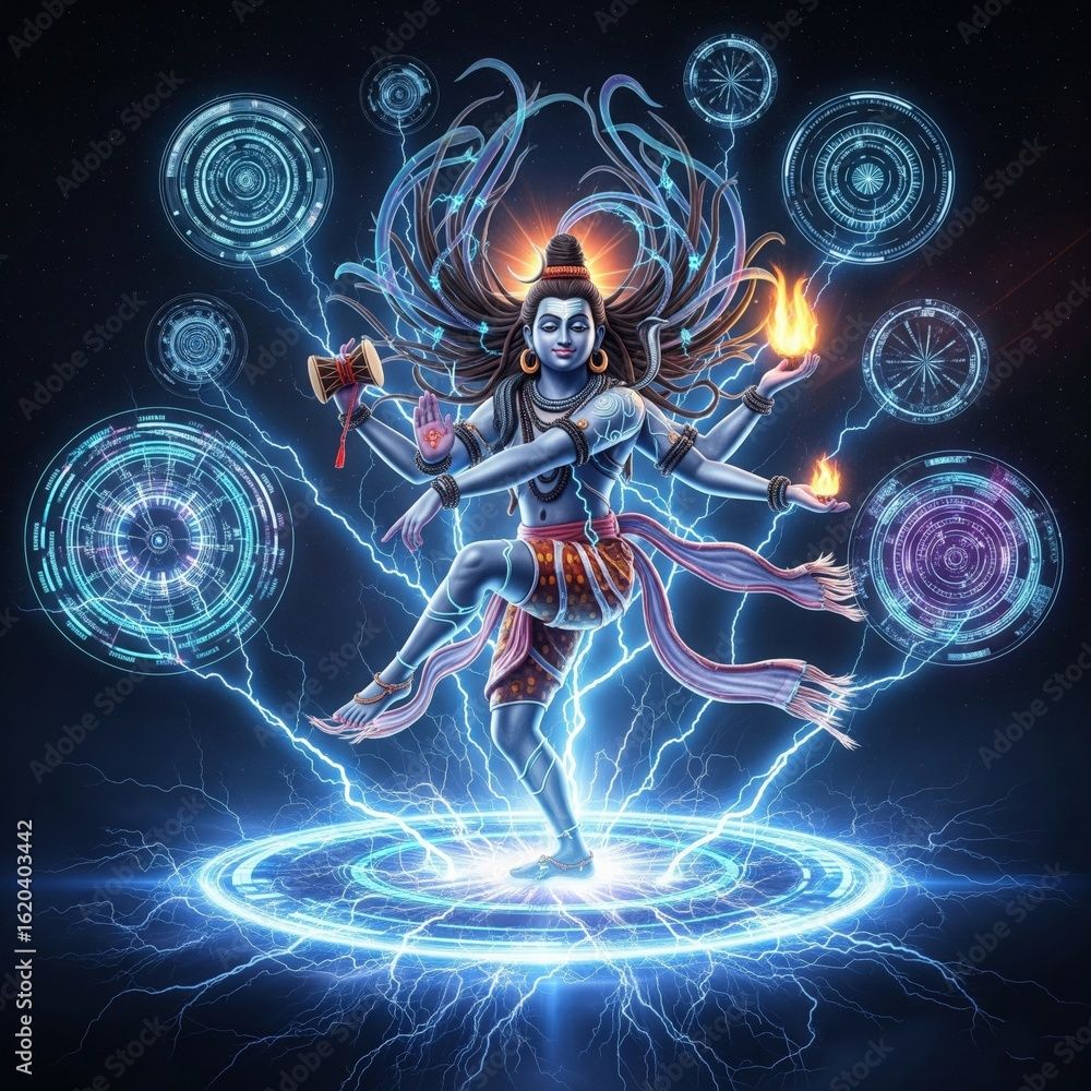 1000x1000 nataraja wallpaper, shiva dance hd, neon shiva nataraja, shivratri nataraja image, shiv ji glowing rings, mahadev wallpaper for pc, shiva digital art, nataraja 4k image, shiv bhagwan wallpaper Stock Illustration