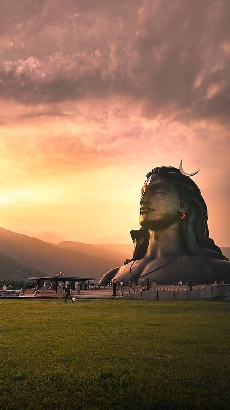 800x1423 Shiv Ji, Mahakal, Statue, Mountains, HD phone wallpaper