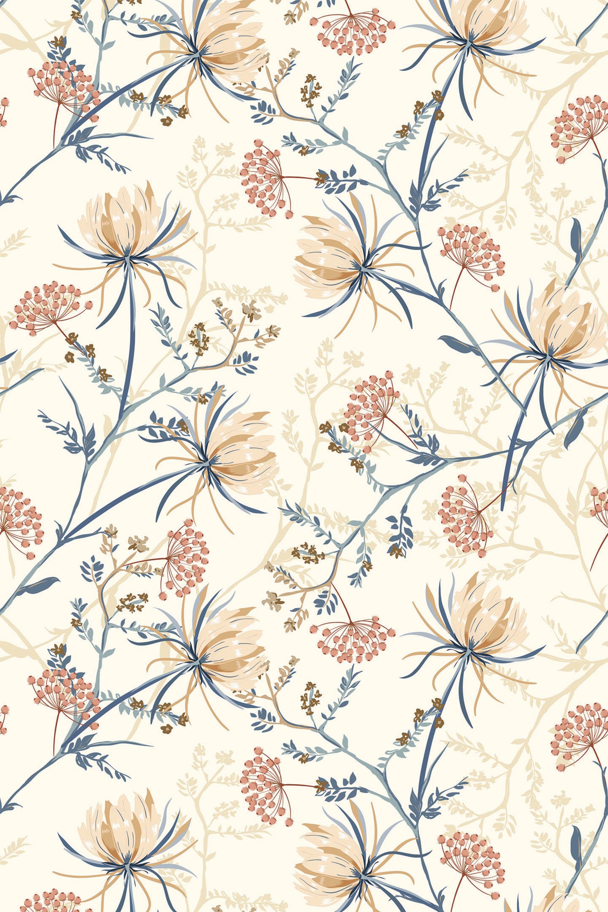 2000x3000 Vintage neutral floral Peel and Stick Removable Wallpaper
