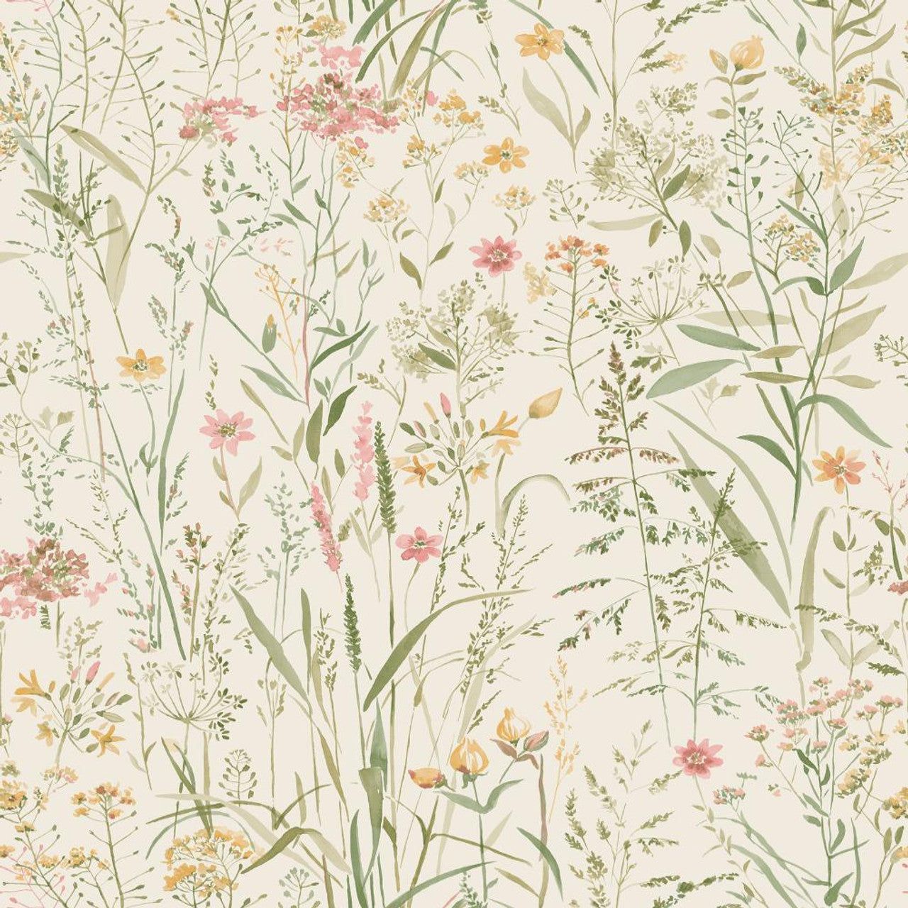 1280x1280 GRANDECO FREE FLOWERS CREAM WALLPAPER