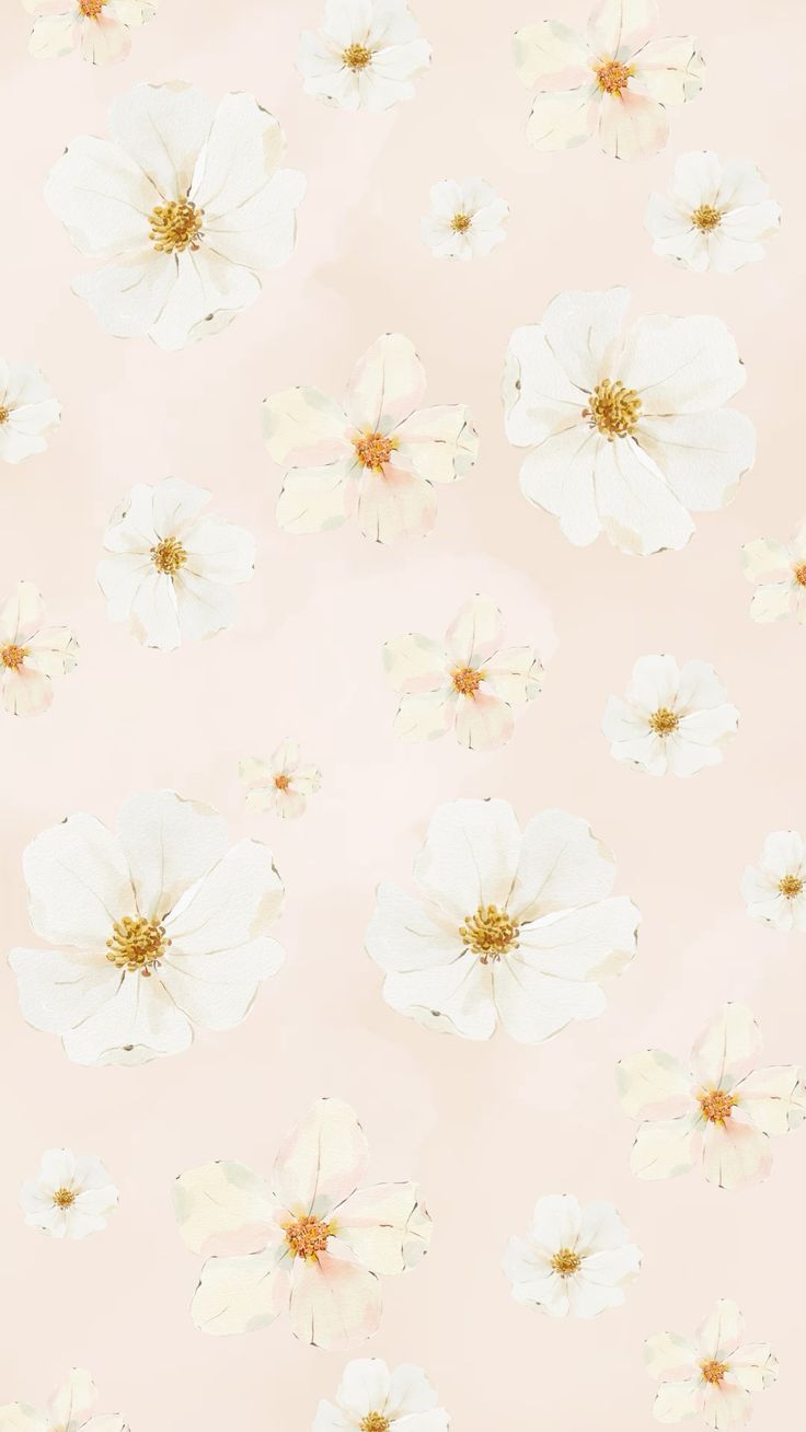 736x1308 Cute beige flower print phone wallpaper