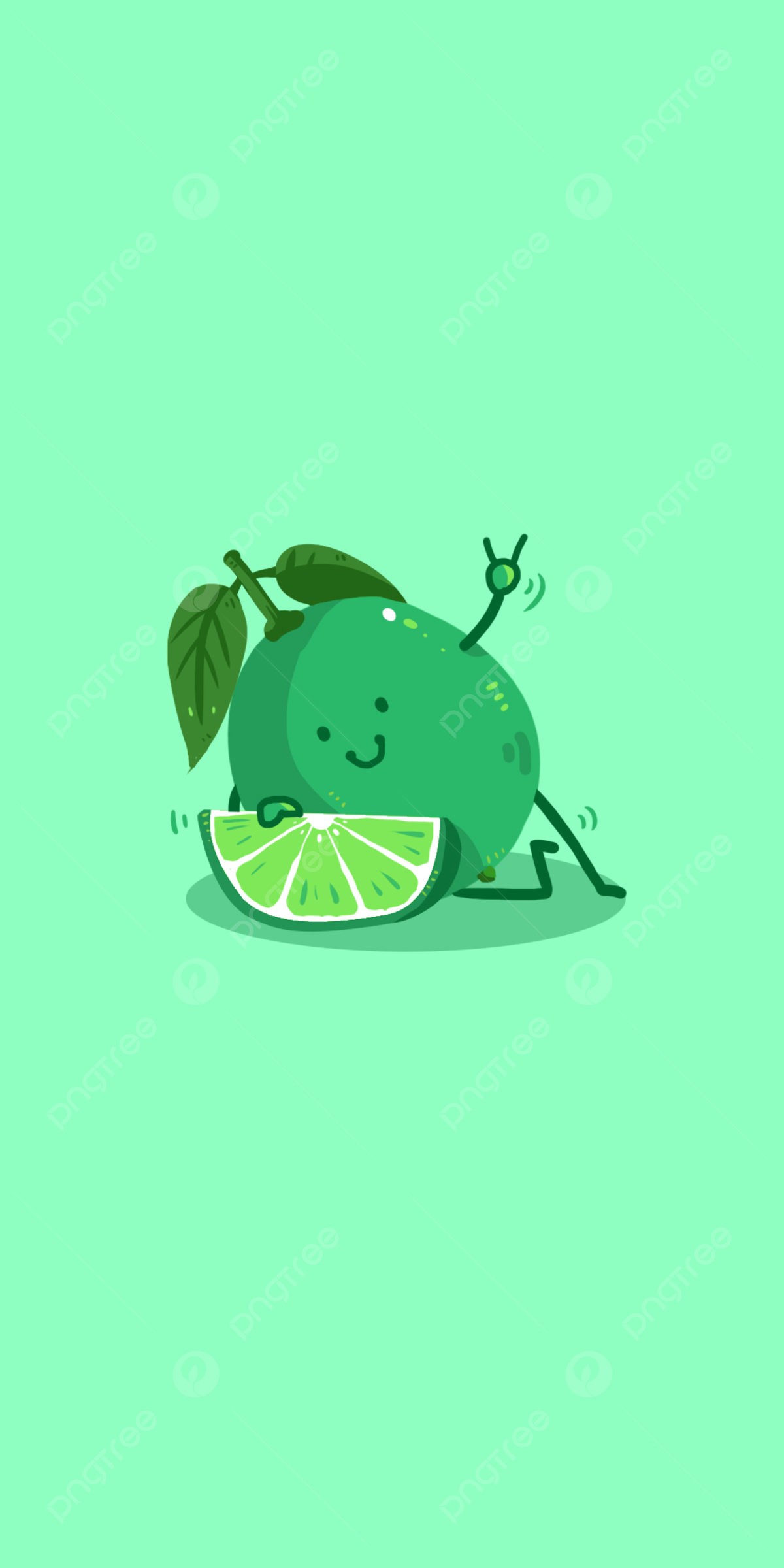 1200x2400 Cute Cartoon Green Fruit Background Wallpaper Image For Free Download
