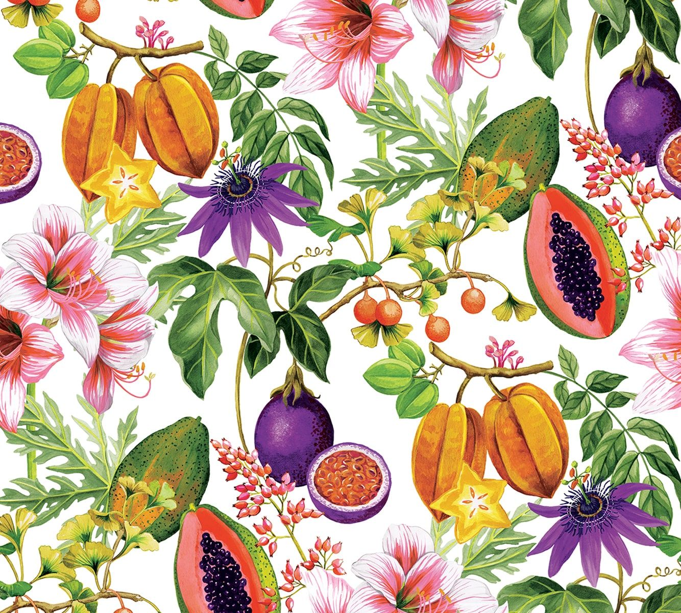 1334x1200 Tropical Fruits Unpasted Wallpaper / Sample