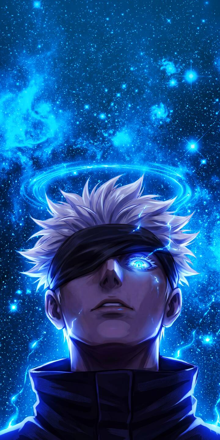 720x1440 Cosmic Gojo Satoru Six Eyes 4K Wallpaper