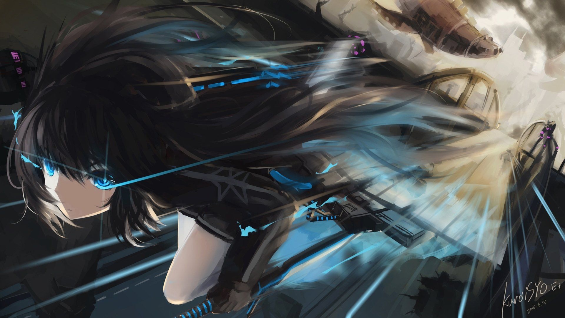 1920x1080 Black Rock Shooter: Dynamic HD Wallpaper by あさひx1208
