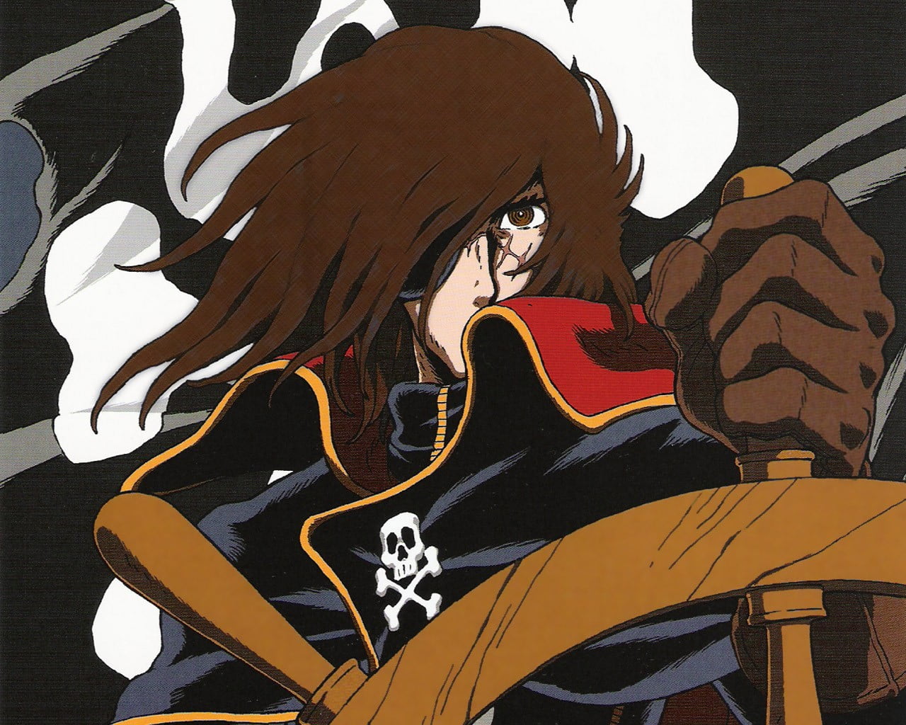 1280x1024 Brown and black horse painting, Captain Harlock, anime, pirates HD wallpaper