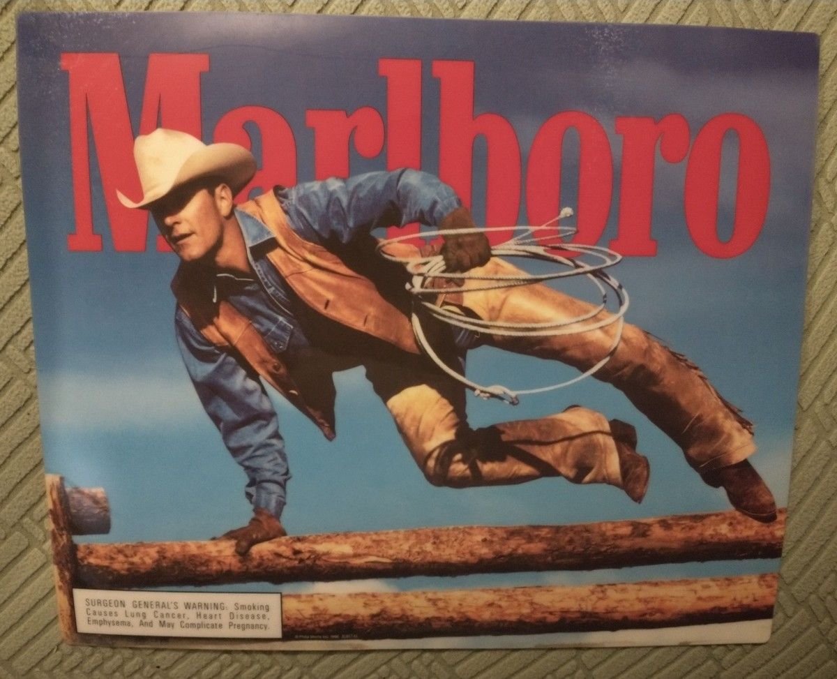 1200x973 Vintage 1996 Marlboro Man Lrge Vinyl Retail Point of Sale Counter Sticker Cowboy