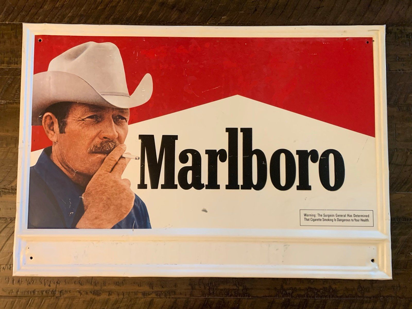 1600x1200 Vintage Marlboro Man Embossed Metal Sign Stout Industries 32x22 Advertising