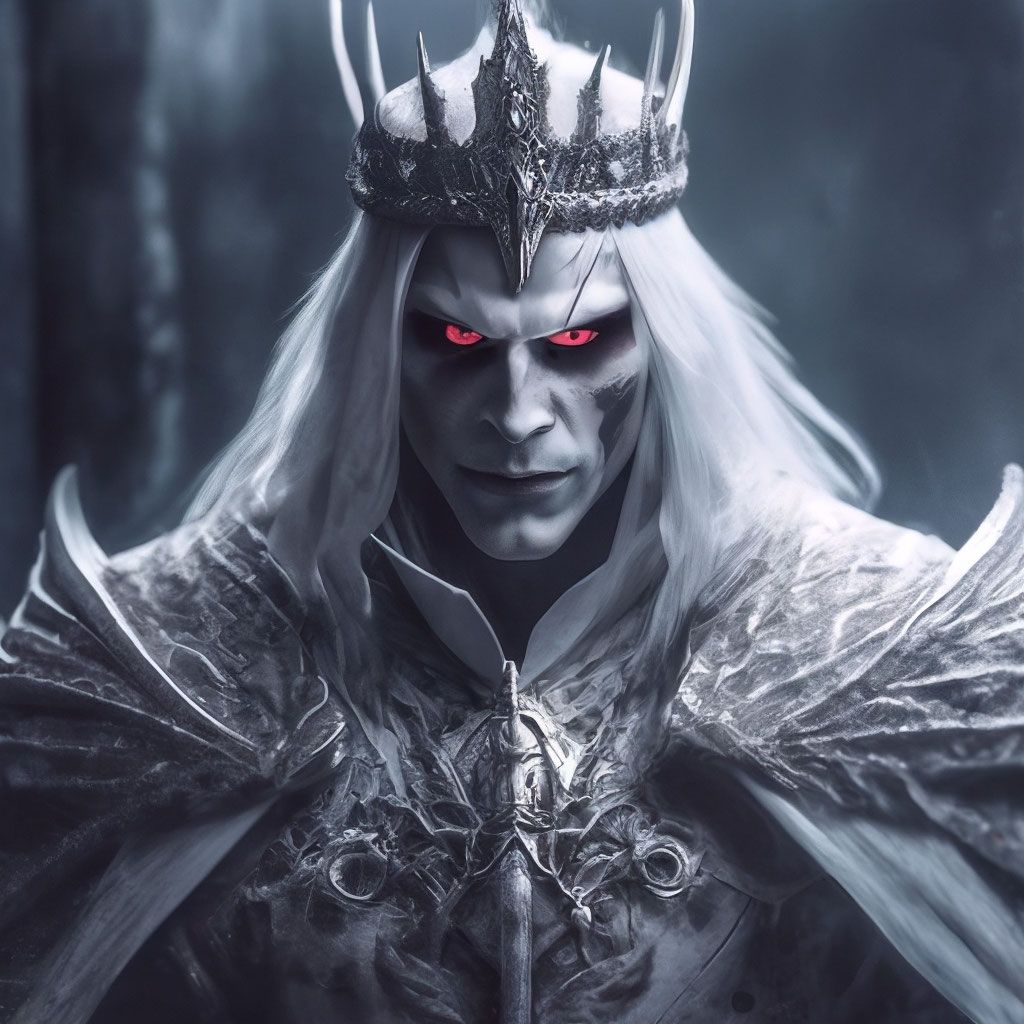 1024x1024 Albino vampire king with glowing infernal eyes, horror, crown cap, symmetrical face, hyperdetalization, complex