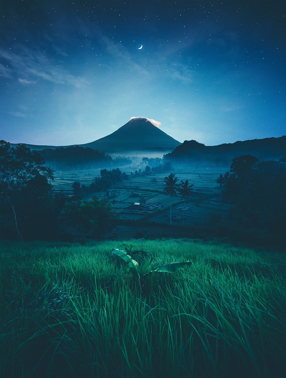 910x1205 alam, wallpaper, melihat, malam, bulan, bintang, biru, langit