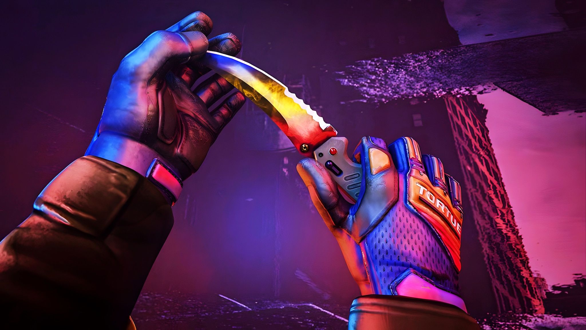 2048x1152 Counter Strike 2 HD Wallpaper: Vibrant Knife Designx1152