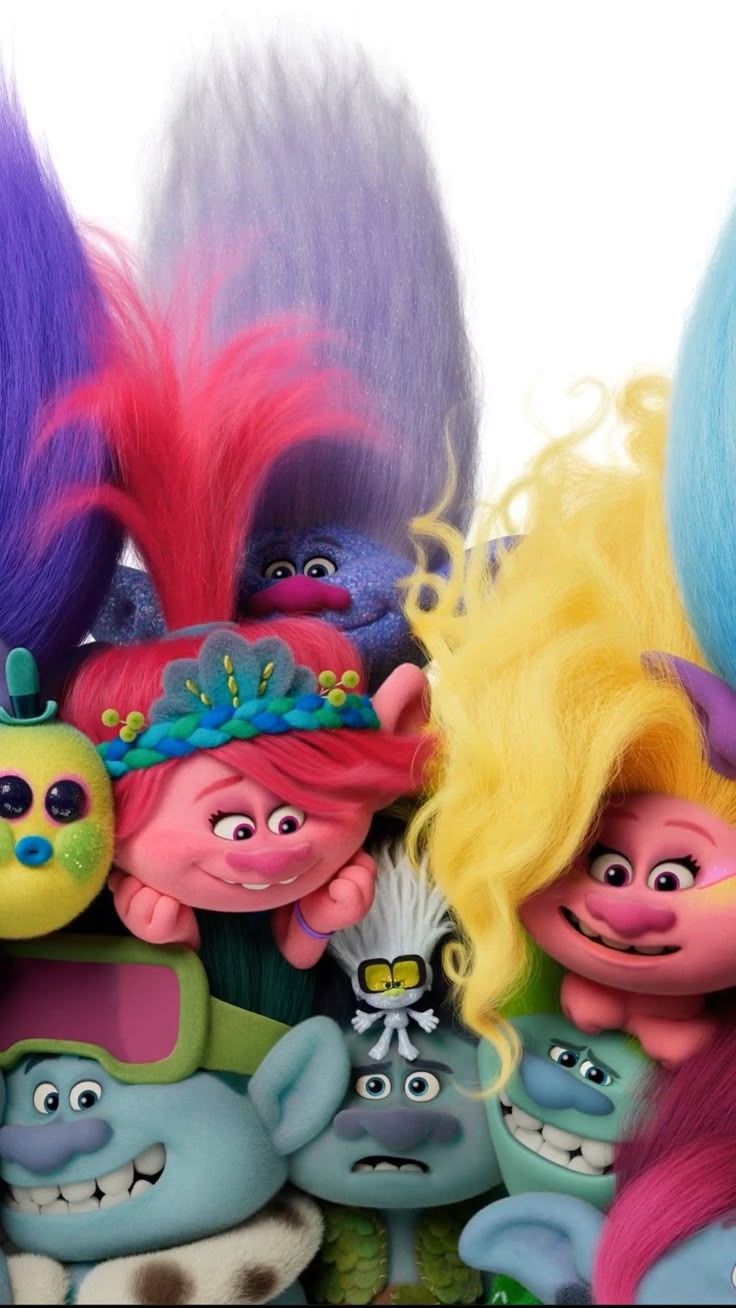 736x1308 Colorful Troll Family. Trolls filme, Imagens filmes, Adesivos planejadores