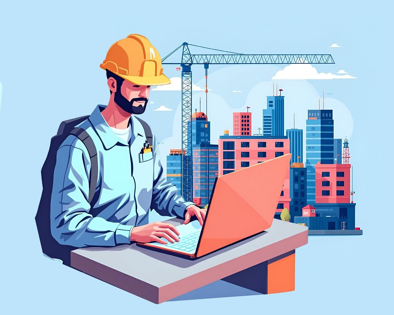 1280x1024 Download Construction Engineer Building Project. Royalty Free Stock Illustration Image