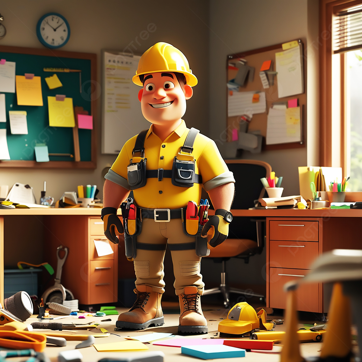 1200x1200 Construction Worker Character Animated Style, Construction Worker Character, Animated, Yellow Hard Hat Background Image And Wallpaper for Free Download