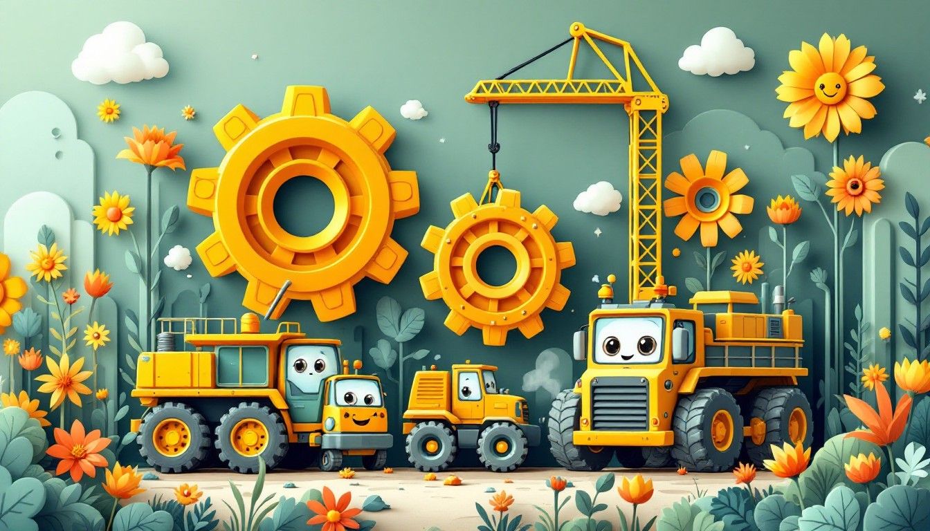 1344x768 Download Animated Construction Trucks Image, Construction, Trucks