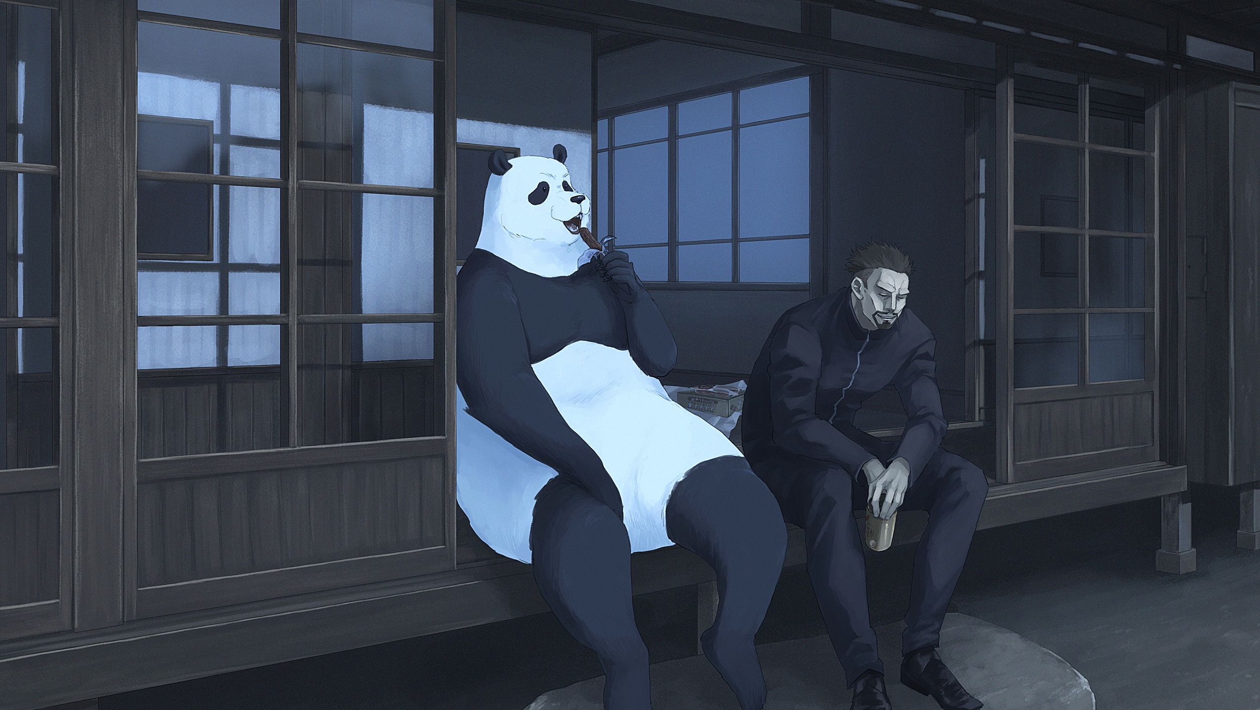 2500x1408 Desktop wallpaper: Masamichi Yaga, Panda (Jujutsu Kaisen), Anime, Jujutsu Kaisen 4K free download for PC. 1074100