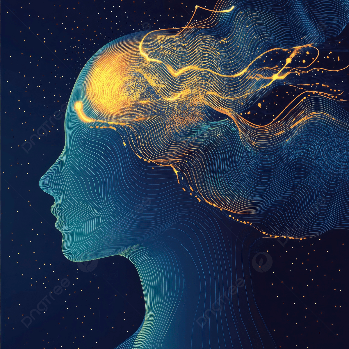 1200x1200 A Human Head With Brain And Radiating Waves Symbolizing The Effects Of Mental Health, Human, Head, Brain Background Image And Wallpaper for Free Download