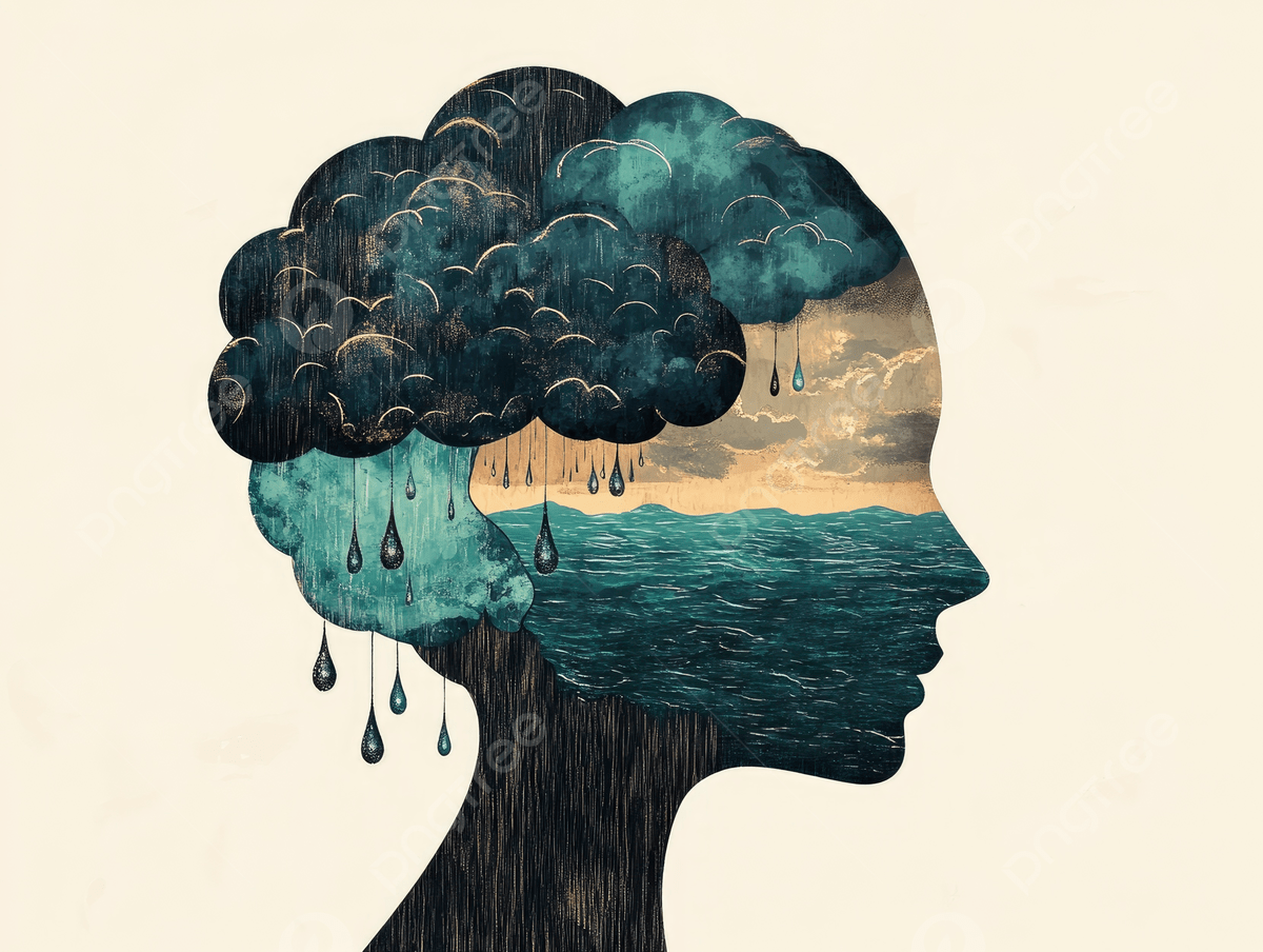 1200x904 Mental Health Concept The Human Head Figure With Cloud And Rain In It, Head, Cloud, Rain Background Image And Wallpaper for Free Download