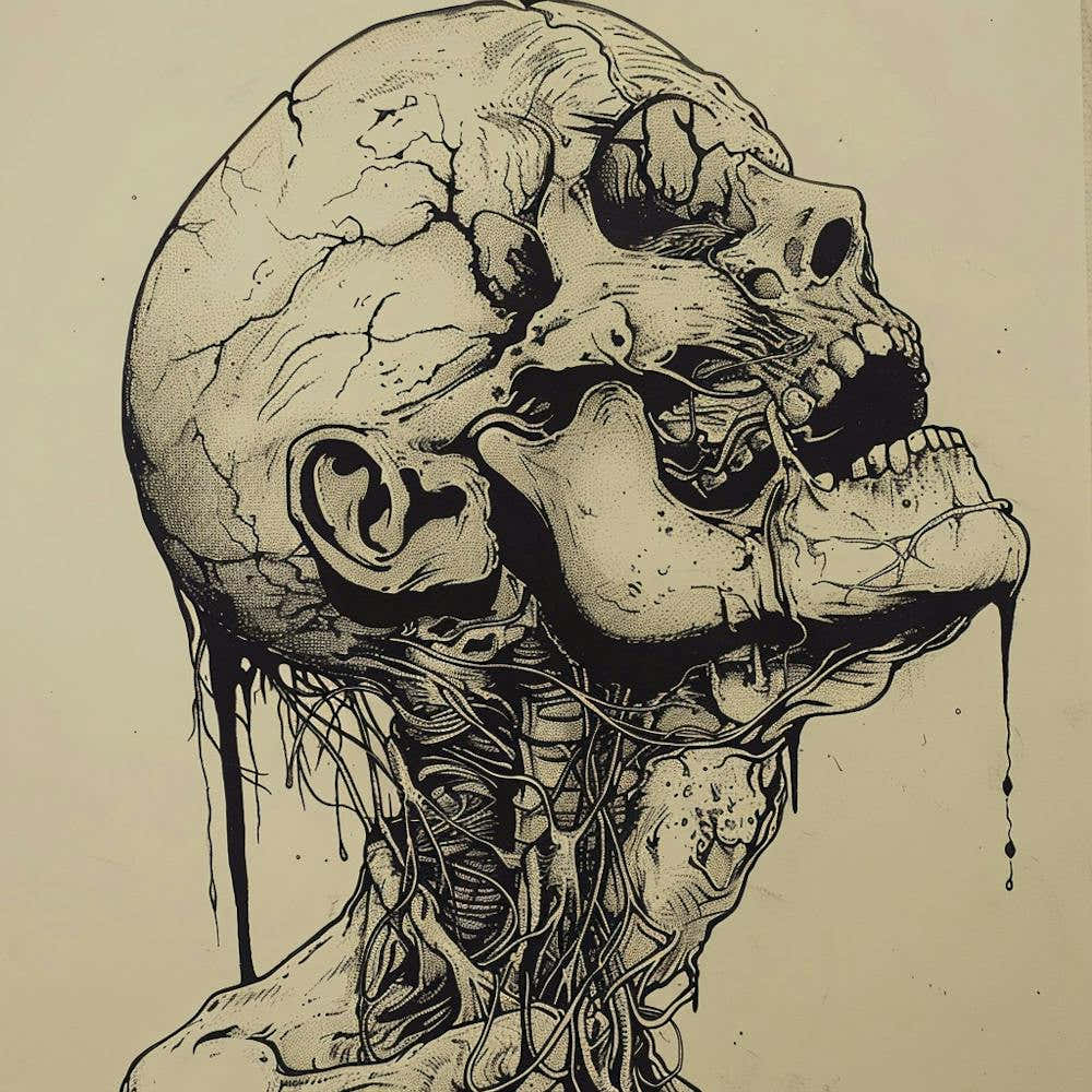 1000x1000 Skullhead Wallpaper Mural Wallpaper Skull Head Artistic Illustration Of A Stylized Skull
