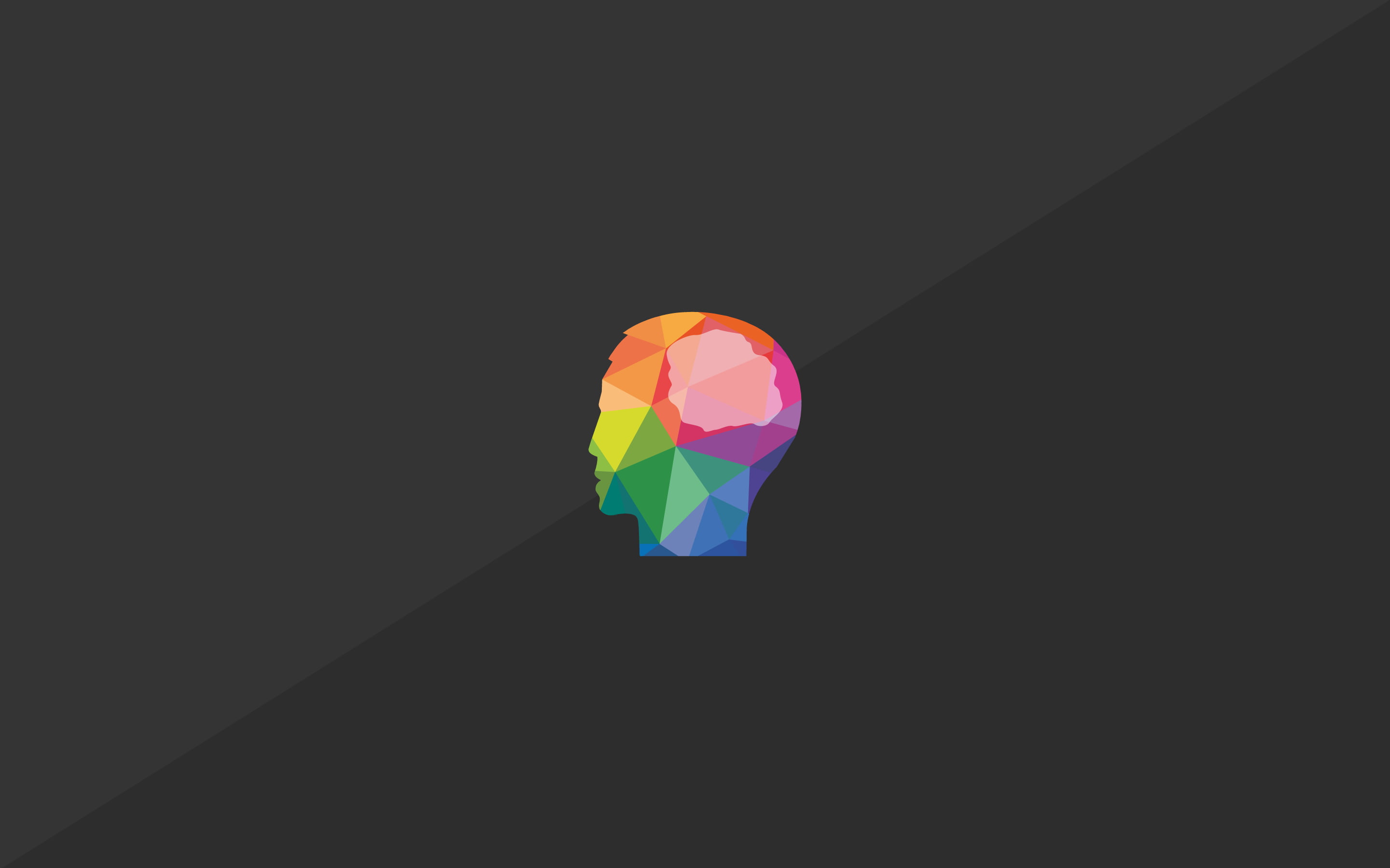 2880x1800 Multicolored human head logo, brain, minimalism HD wallpaper