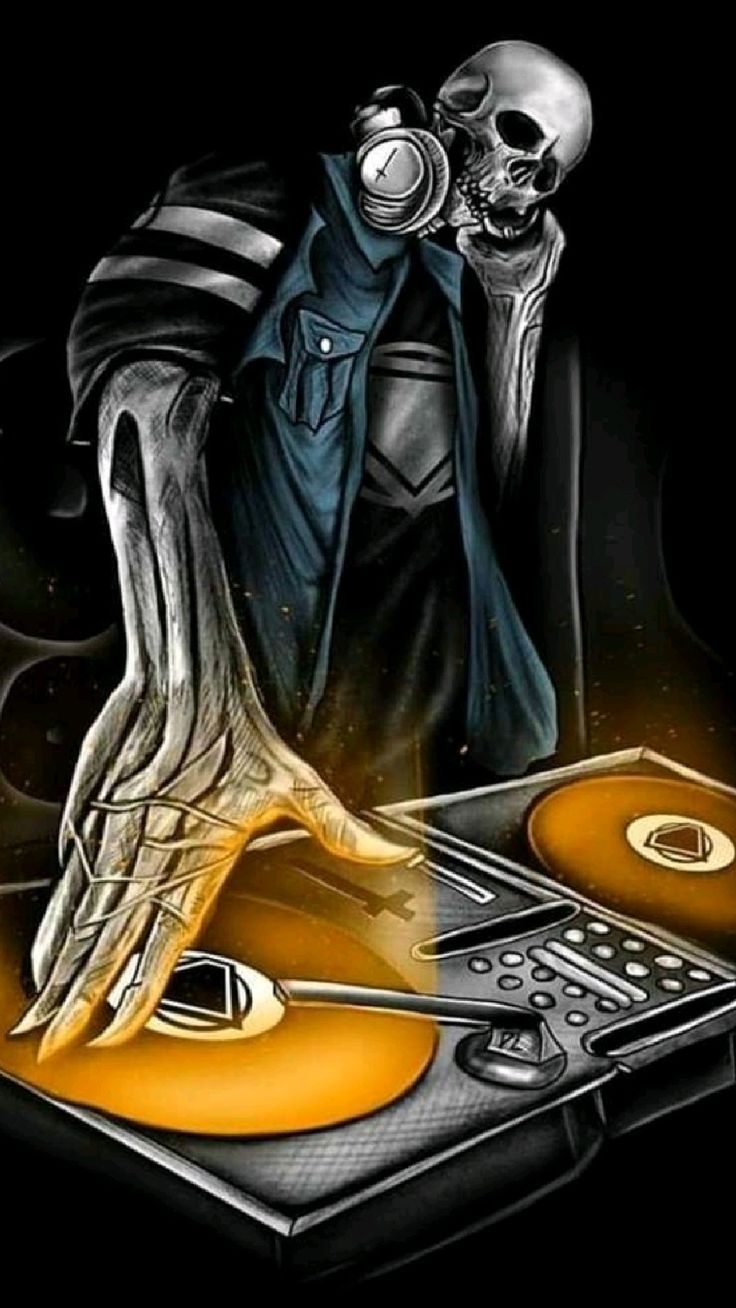 736x1308 DJ Skull Human Colorful Head Tattoo Artwork Photography For T Shirts And Photo And Accessories