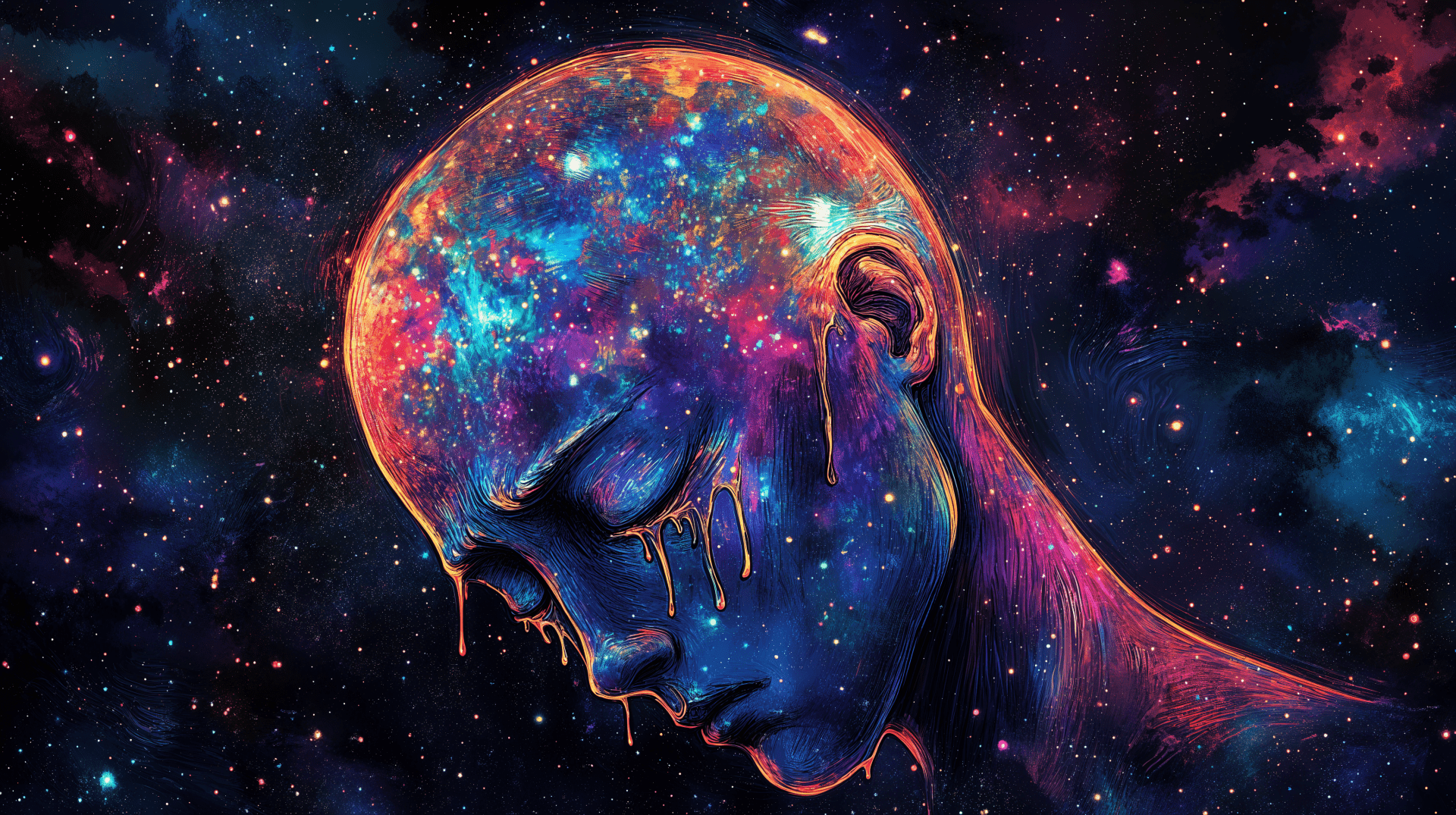 1920x1075 Melancholic Galaxy: A 4K Ultra HD Wallpaper of Human Emotion