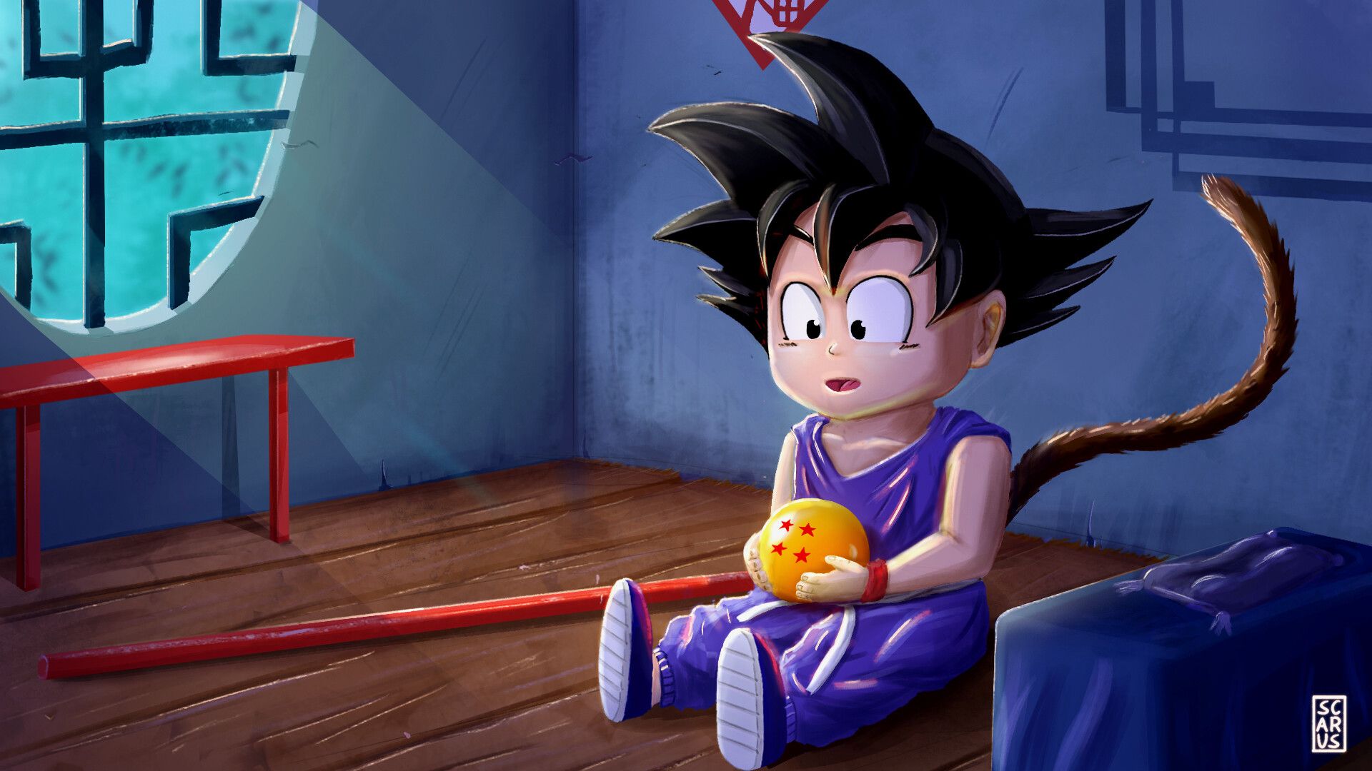 1920x1080 Goku kid with the fourth dragon ball