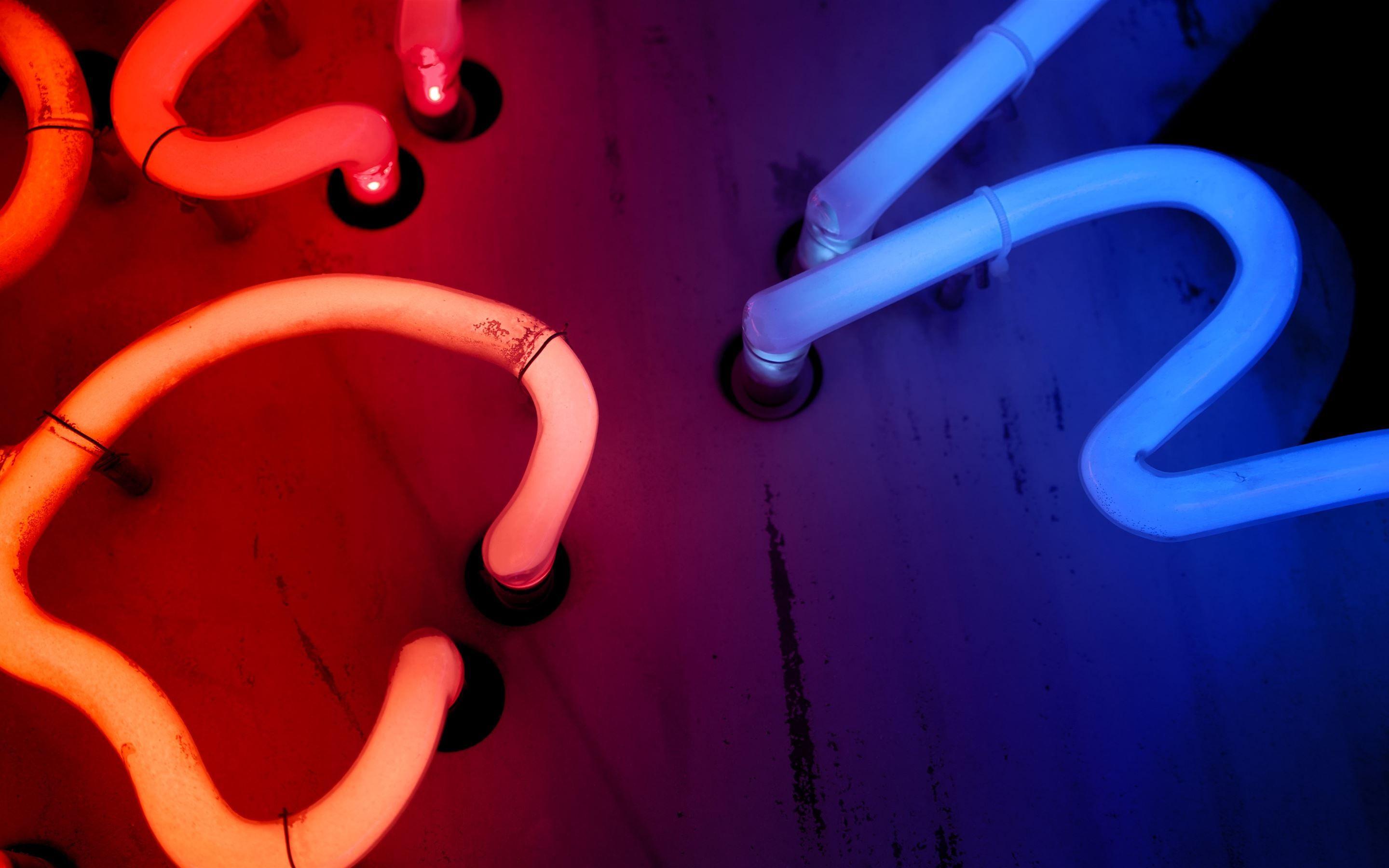 2880x1800 red and blue LED light MacBook Air Wallpaper Download
