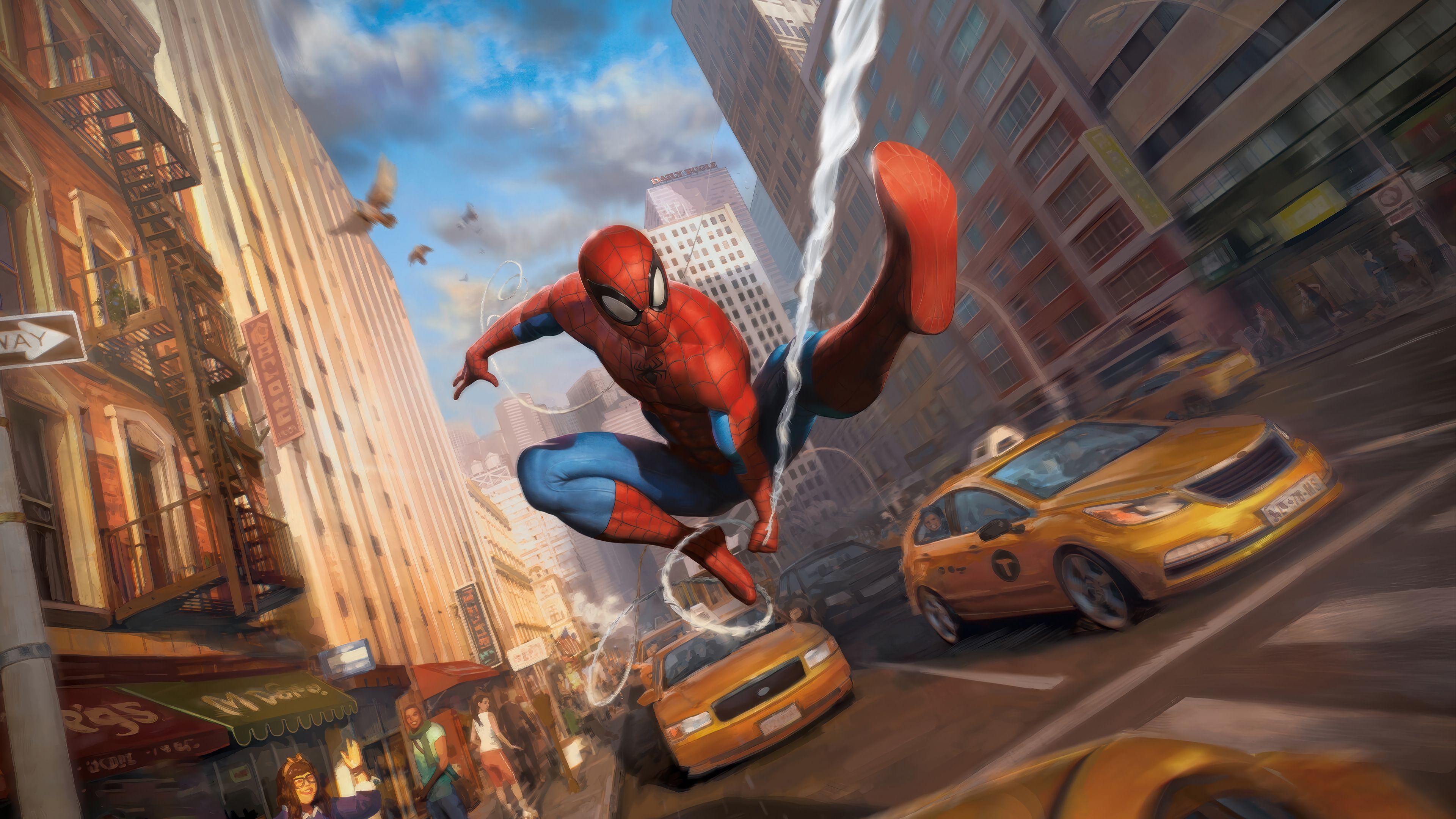 3840x2160 Spider Man City Web Swing Wallpaper 4K HD PC D