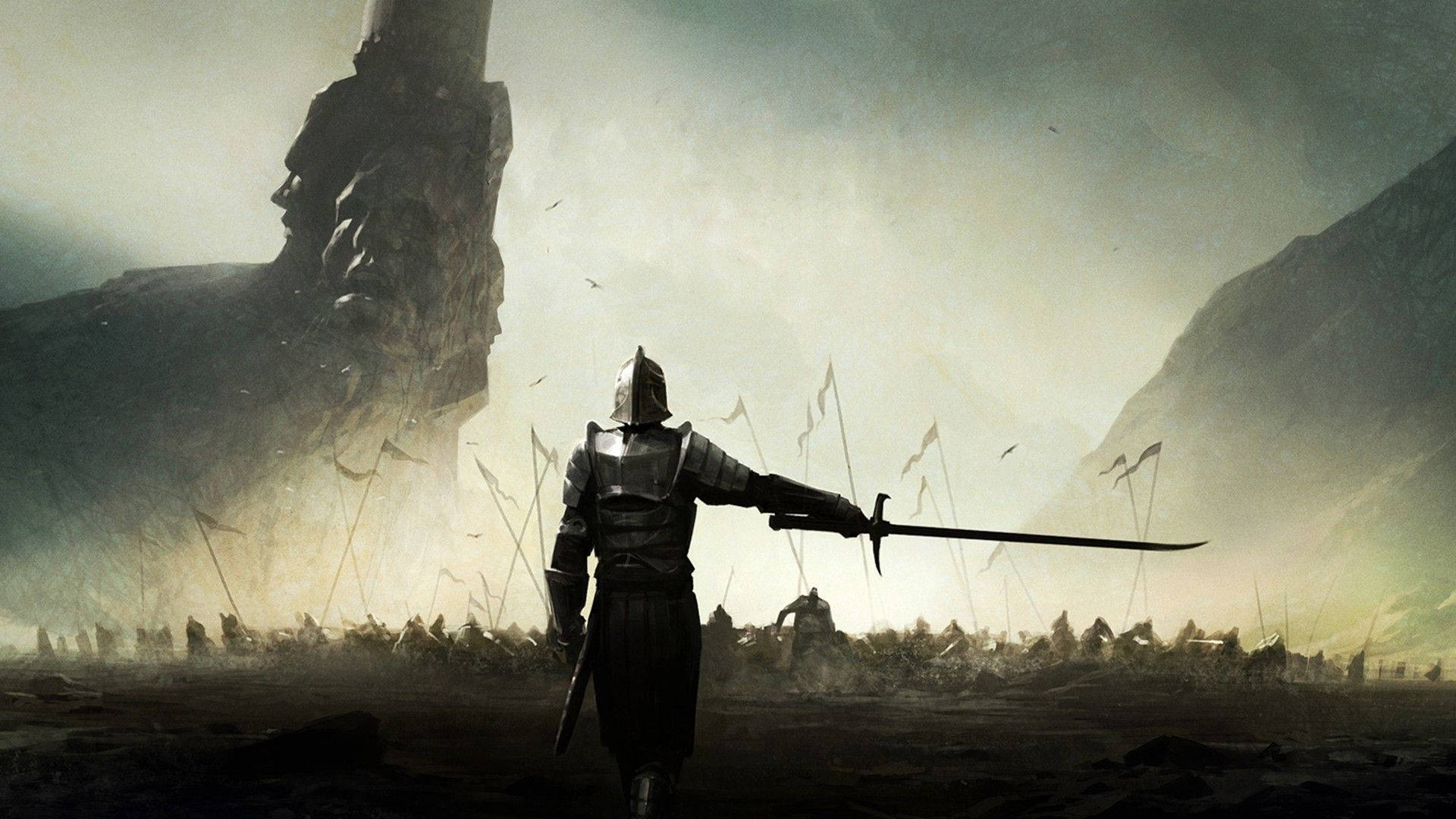1920x1080 Lonely Warrior Wallpaper