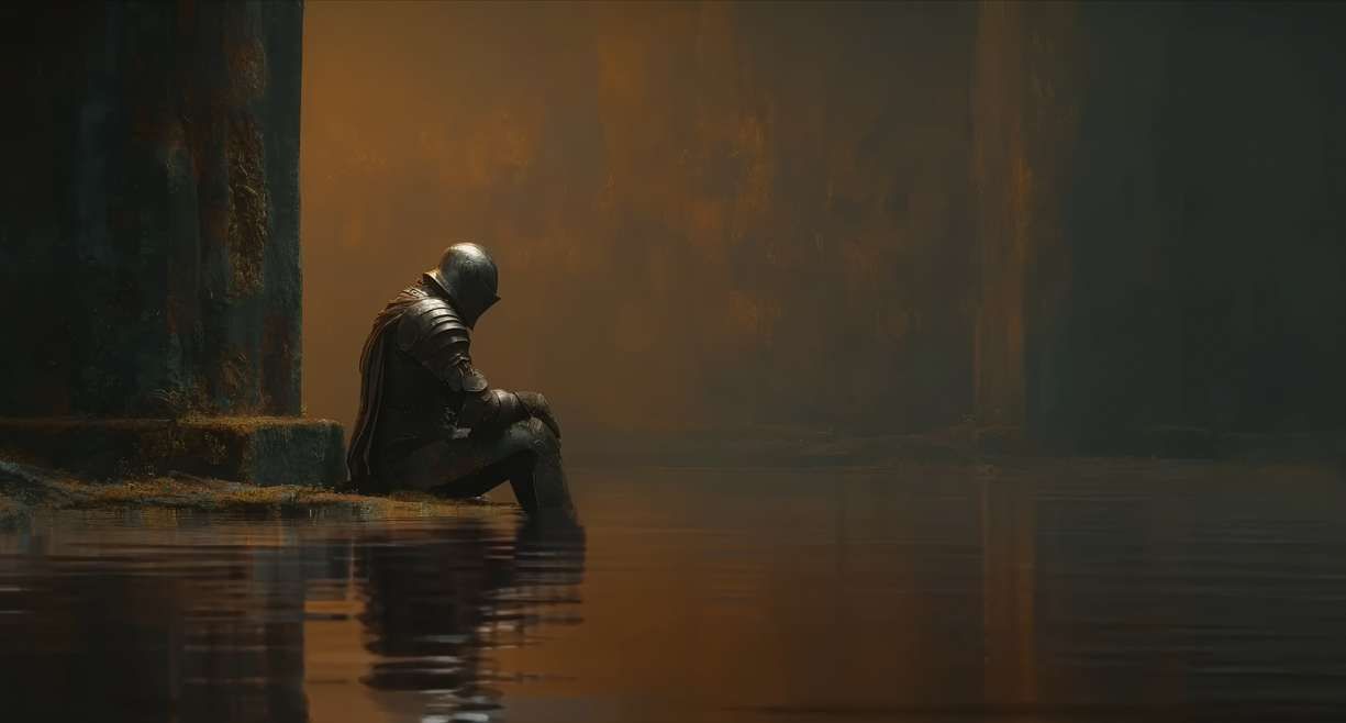 1225x658 Lonely Knight Resting Fantasy Reflection Live Wallpaper
