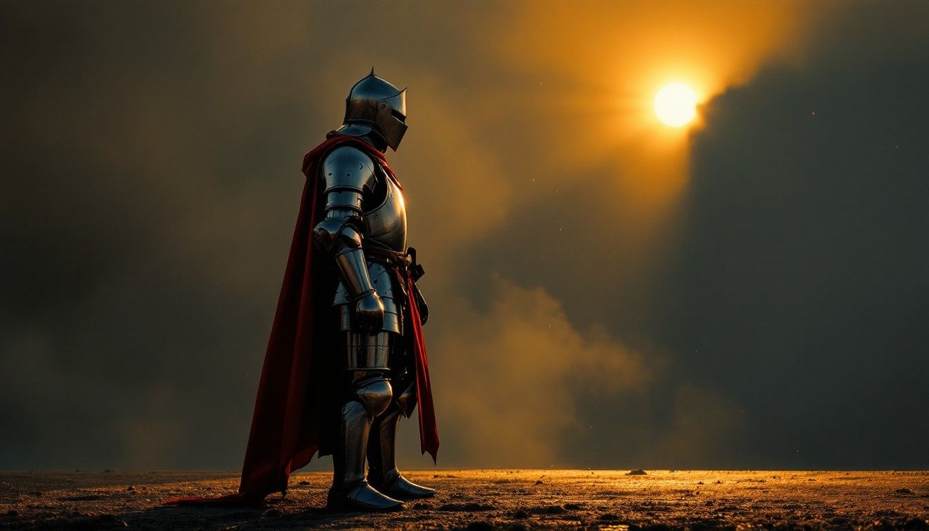 1344x768 Download Knight Guards Alone Image, Warrior, Medieval