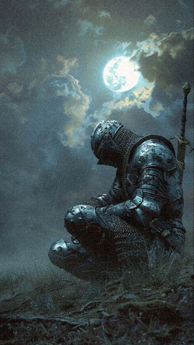 676x1200 A lonely knight. Lonely warrior, Knight in rain wallpaper, Dark fantasy artwork