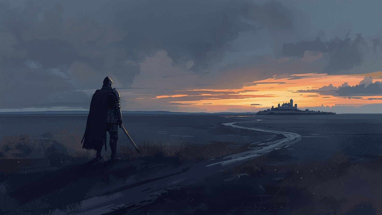 1472x832 Download Knight's Lonely Journey Image, Warrior, Medieval