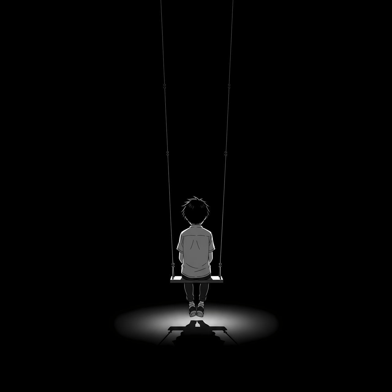 1280x1280 Boy Wallpaper 4K, Alone, Swing, Minimalist