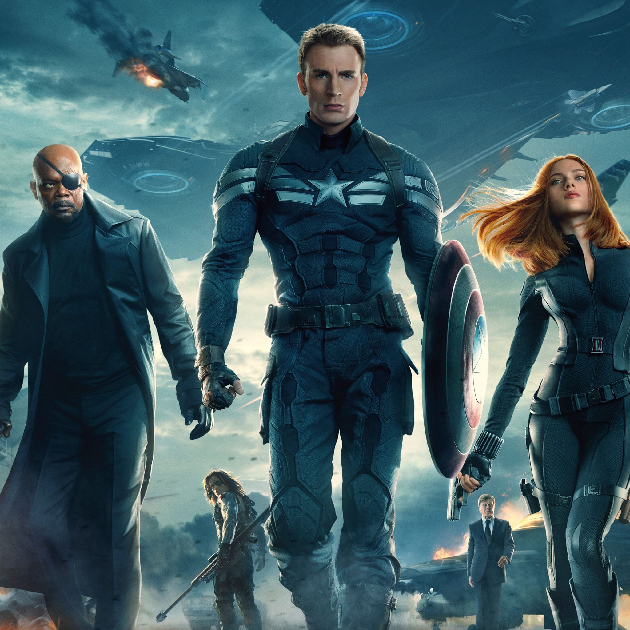2048x2048 Steve And Bucky Poster Sebastian Stan Talks Captain America: The Winter Soldier [Exclusive]