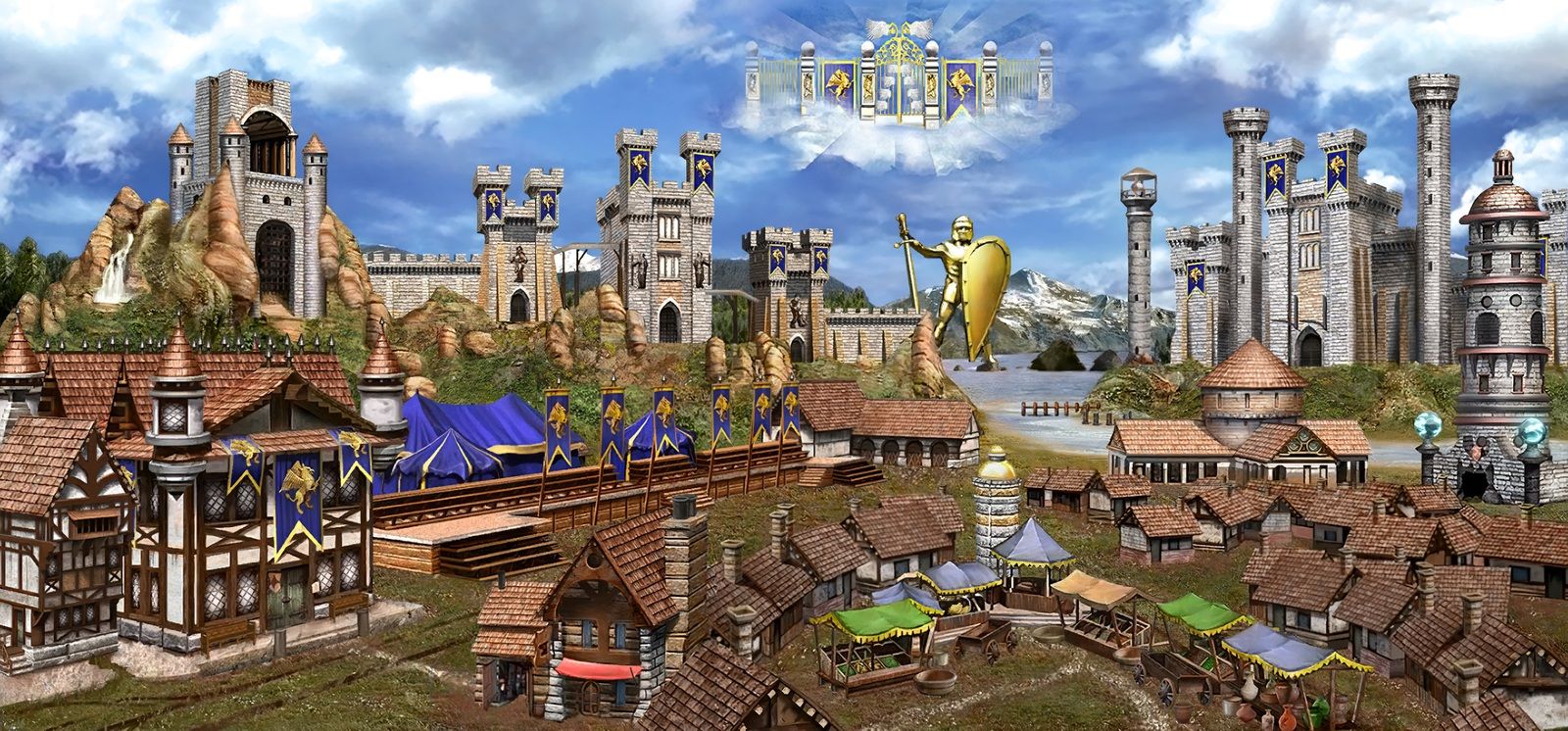 1600x746 HOMM3 towns HD wallpaper