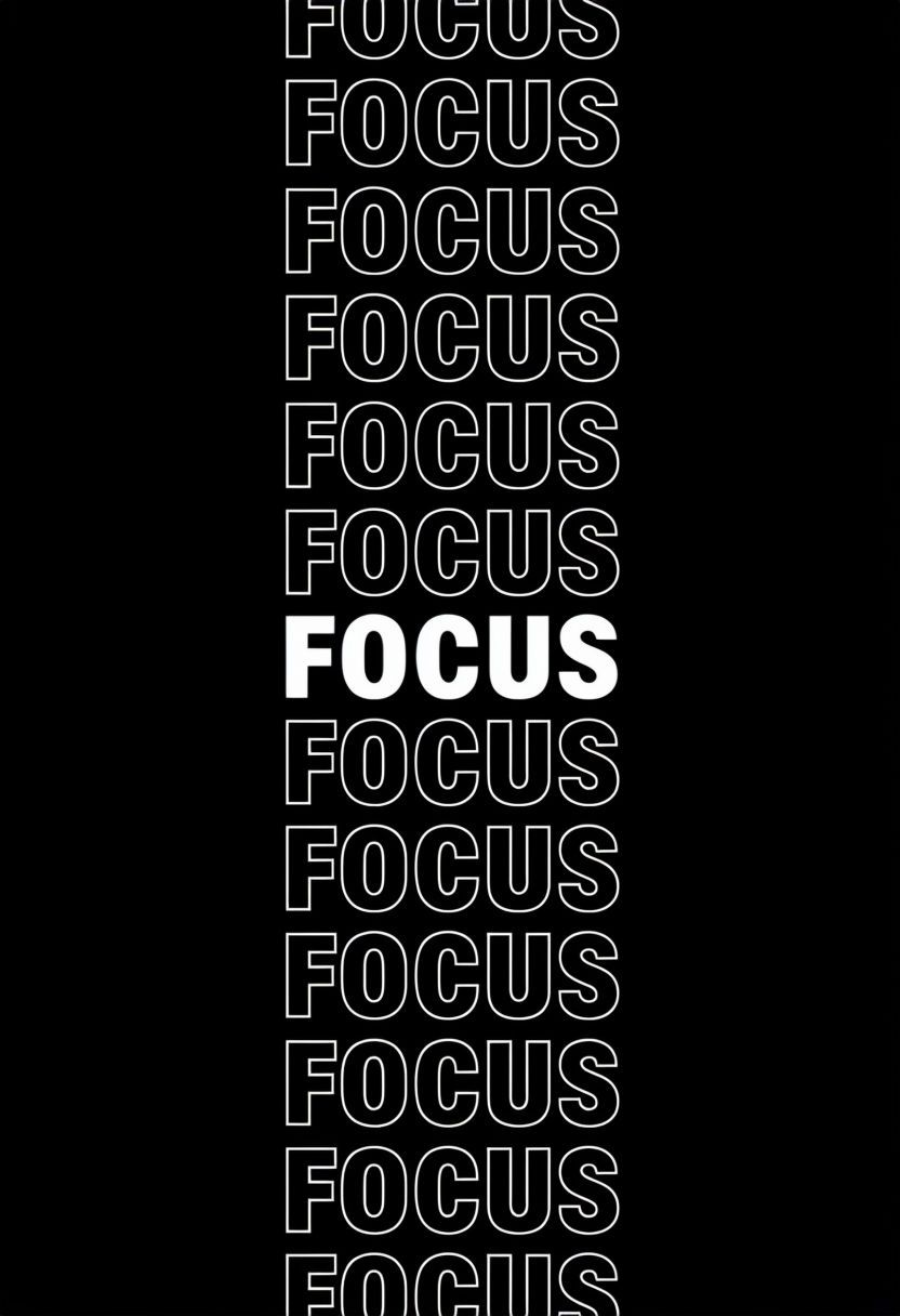 832x1216 Minimalist Black and White FOCUS Typography Photography Mobile Wallpaper