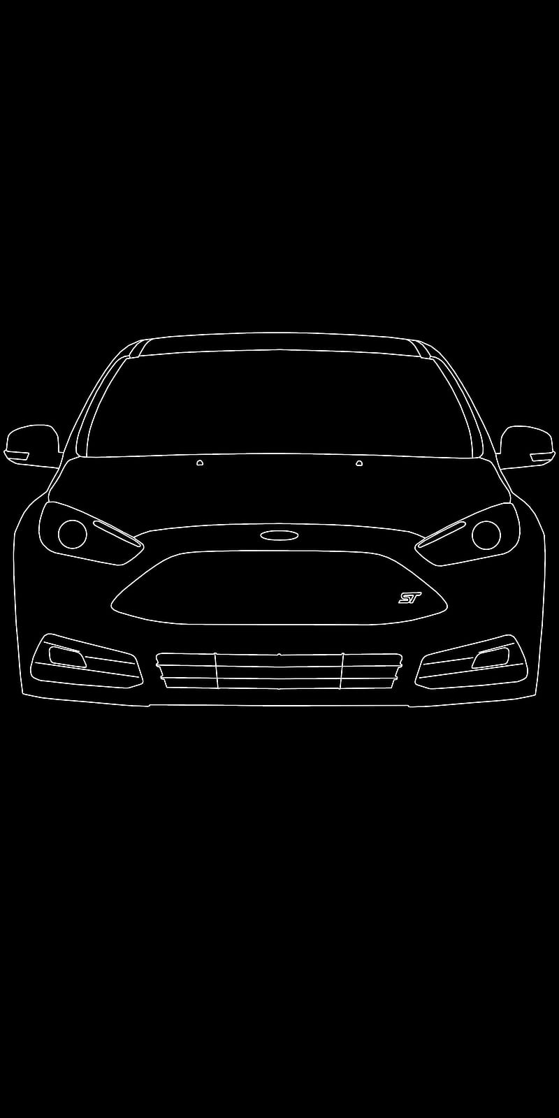800x1600 Ford Focus ST AMOLED, art, battery saver, line drawing, minimalist, HD phone wallpaper