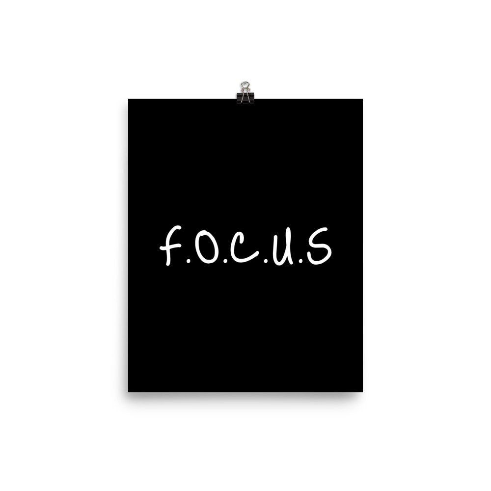 1000x1000 Focus Poster. Minimalist Word Art, Motivation Print