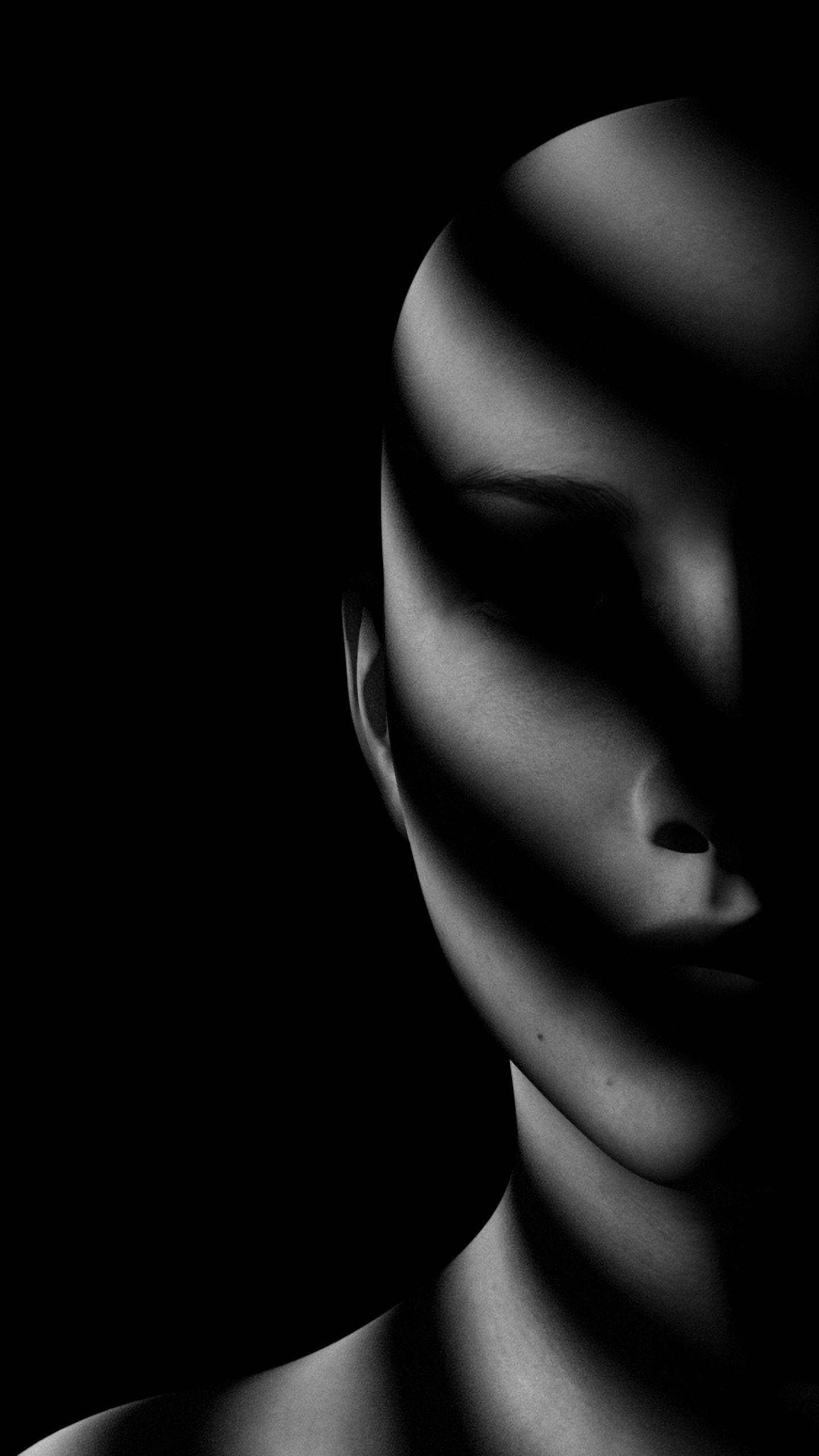 1440x2560 Download wallpaper 1440x2560 face, shadow, dark, bw, noir, portrait, doll qhd samsung galaxy s s edge, note, lg g4 HD background