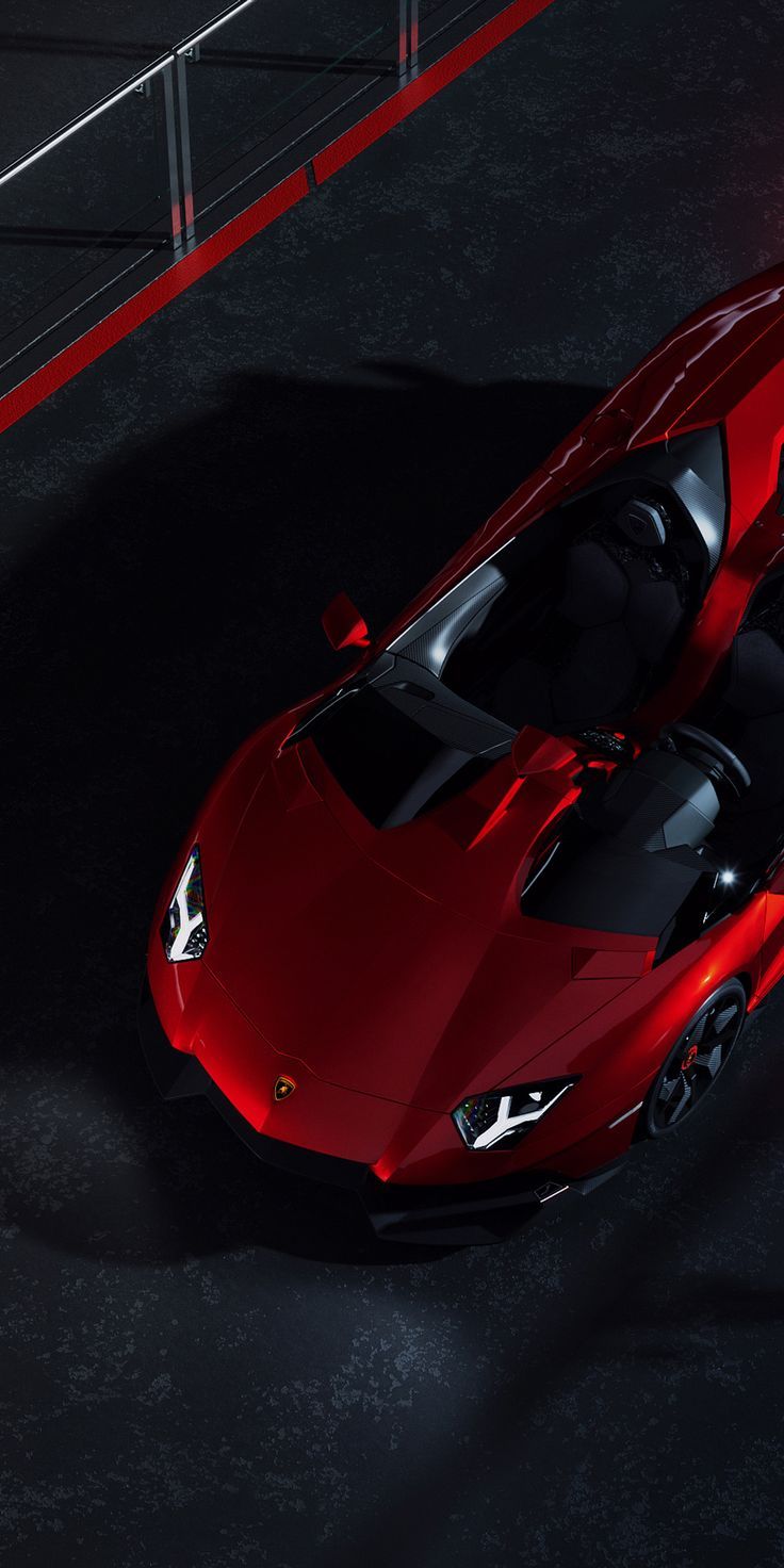 736x1472 Lamborghini Aventador R, red sports car, fan art Wallpaper