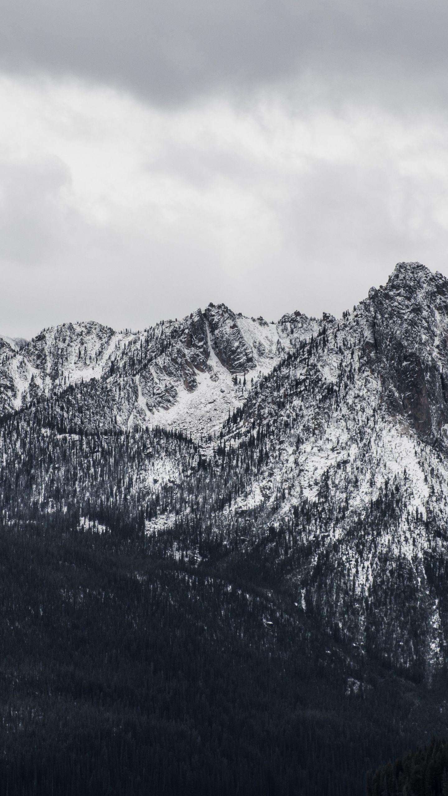 1440x2560 Download Altitude, snow mountains, nature, black and white wallpaper, 1440x QHD Samsung Galaxy S S Edge, Note, LG G4