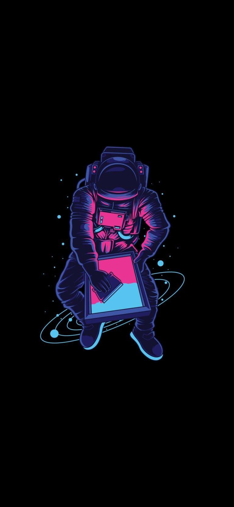 768x1664 Astronauts Space Dark OLED Screen 4K Wallpaper Download ⋆ Traxzee