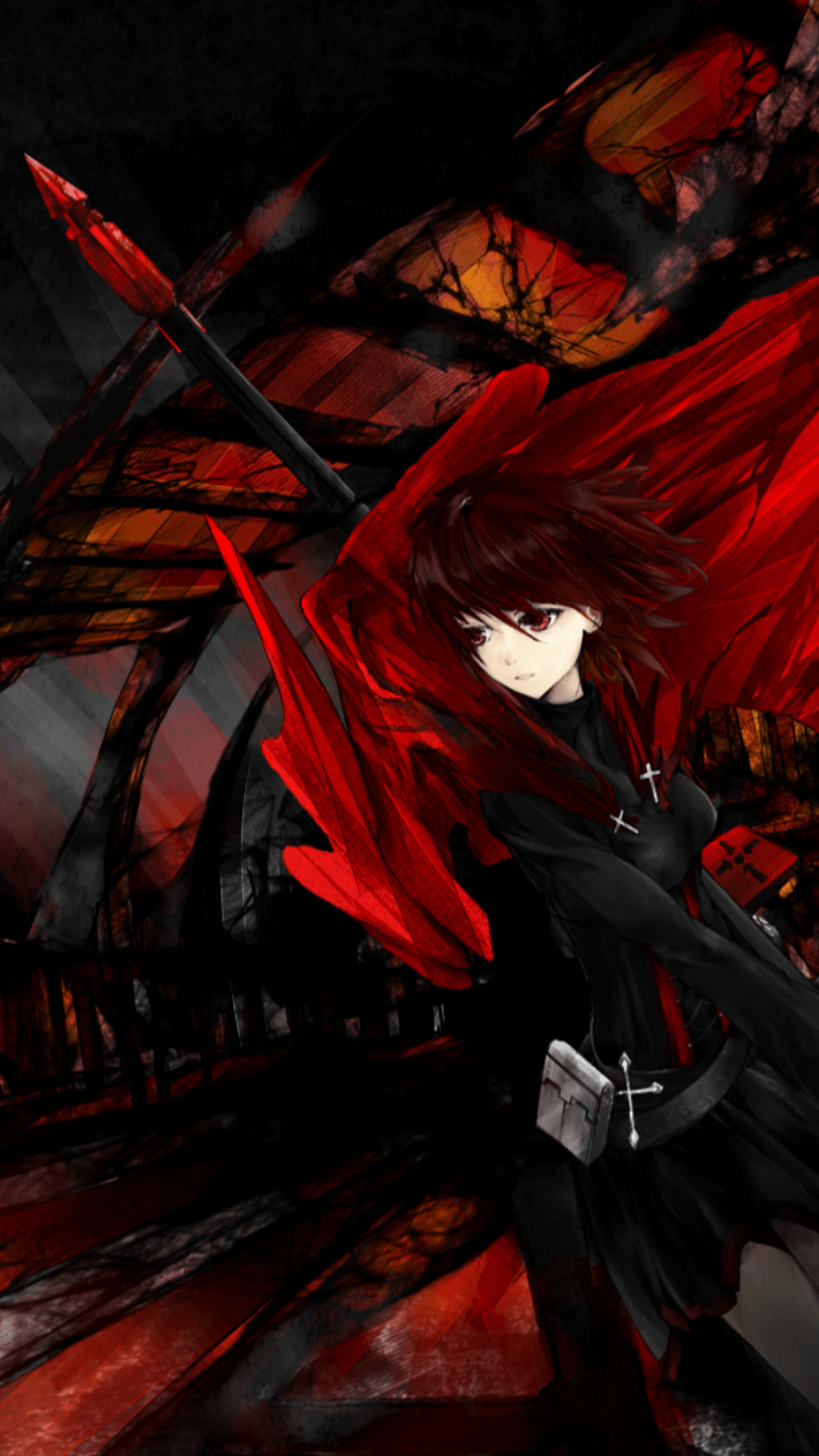 1440x2560 Black And Red Mobile Wallpaper