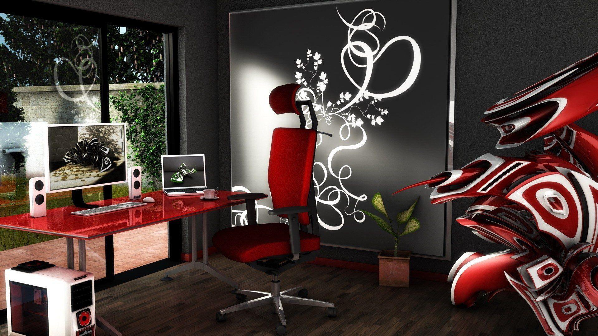 1920x1080 Black And Red Room Wallpaper