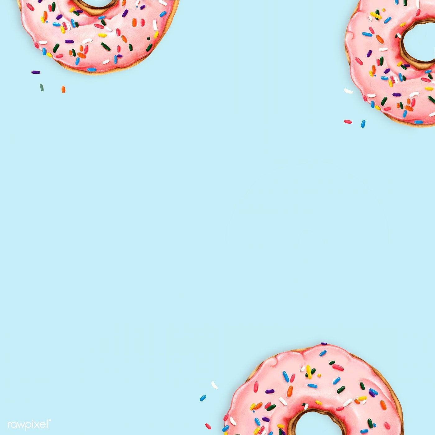 1400x1400 Hand drawn pink donuts on blue background mockup. free image by rawpixel.com / Noon. Pink donuts, Colorful donuts, Donut cartoon